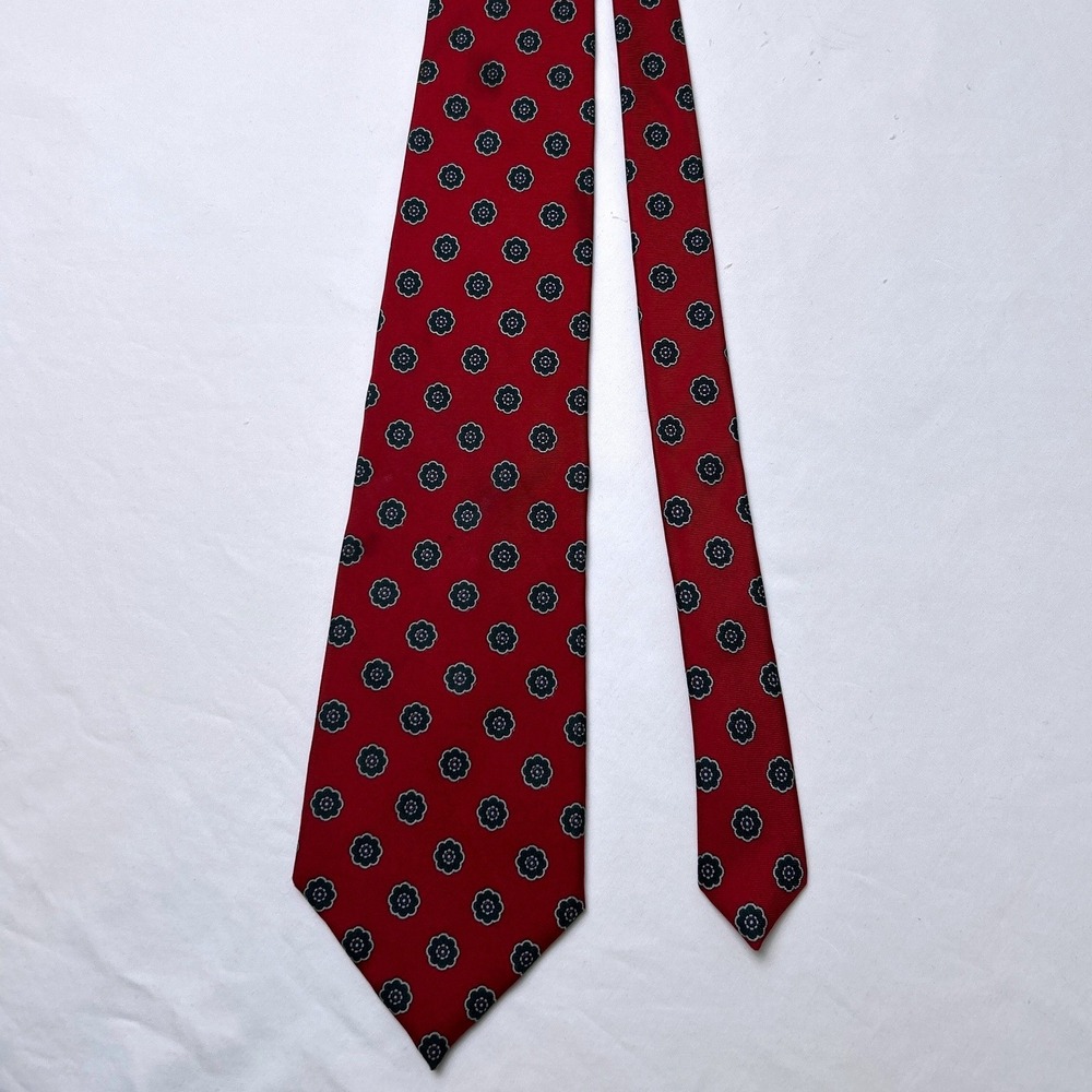Bert Pulitzer Mens Vintage Floral Medallion Silk Necktie OS Red Office Formal